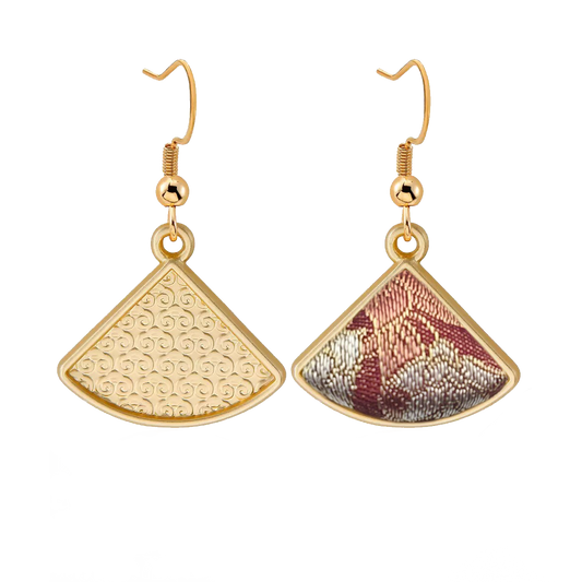 Song Brocade Earrings | Red Immortal Herb & Treasure Flower, by Qian Xiaoping 钱小萍红色仙草宝相宋锦耳环
