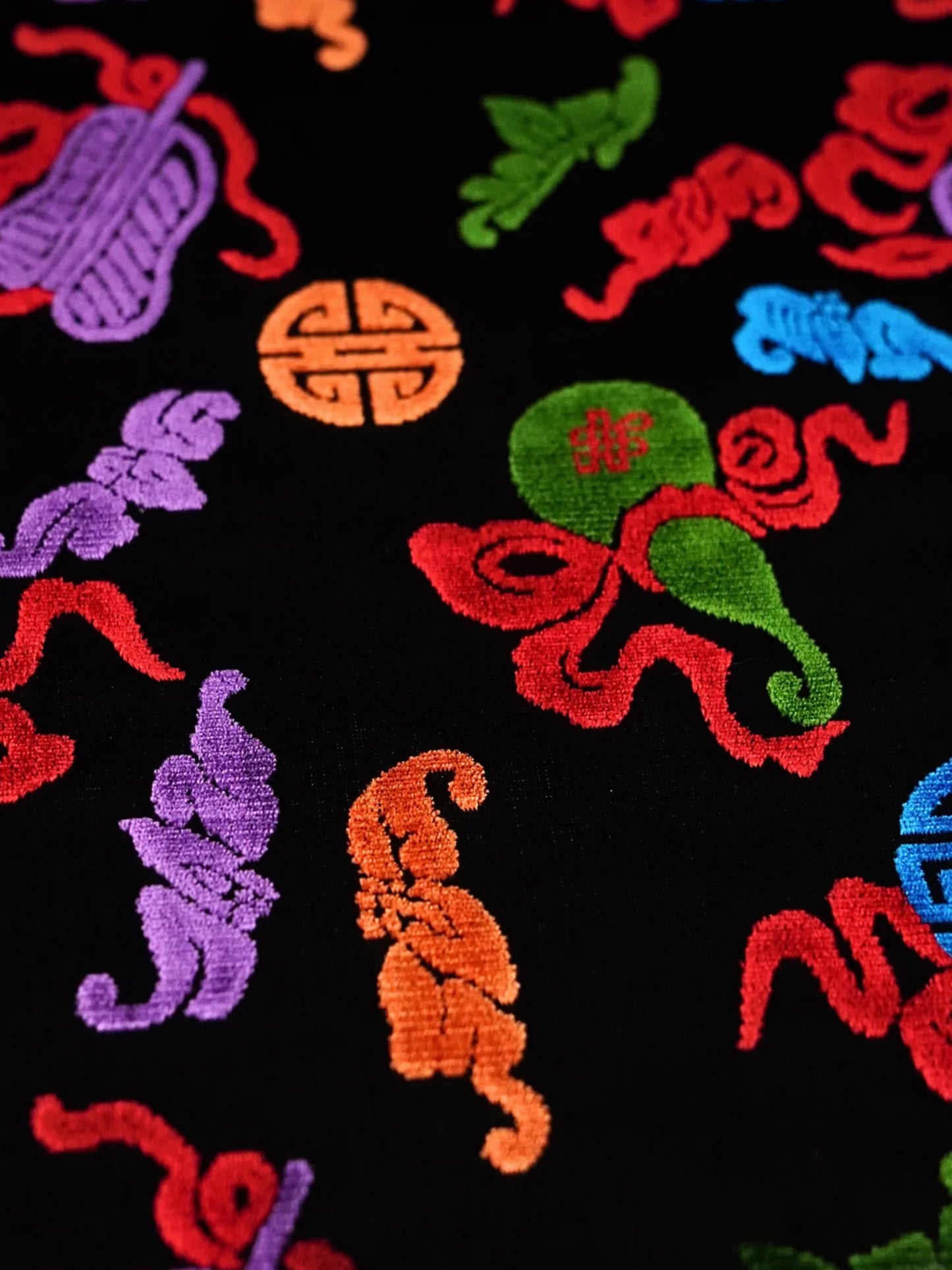 Gourd Pouch with Eight Treasures Gourd Pattern Zhang Velvet | 八宝葫芦纹漳绒葫芦包