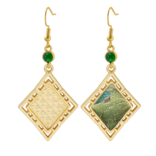 Li Dexi Longing Song Brocade Earrings 李德喜长相思宋锦耳环
