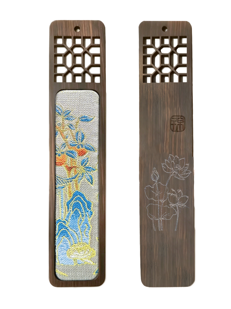 Four Seasons Scenery Song Brocade Bookmark · Sanma 三马四季文景宋锦书签