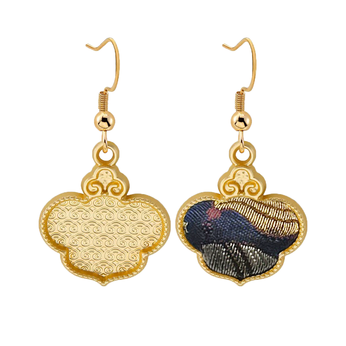 Song Brocade Earrings | Blue Horse & Blessing Pattern, by Qian Xiaoping 钱小萍蓝色马上有福宋锦耳环