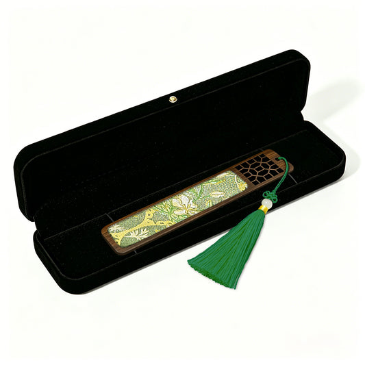 Green Shadows & Fragrance Song Brocade Bookmark · Sudi 苏地翠影凝香宋锦书签