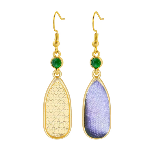Long Teardrop Vintage Satin Earrings 长水滴老缎耳环