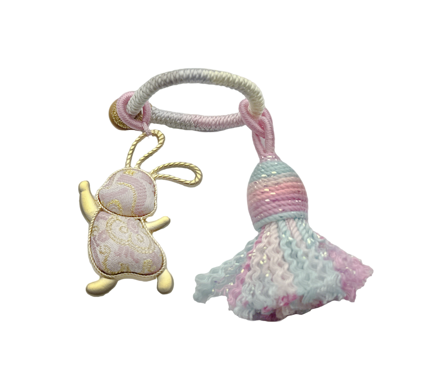 Shangjiukai Pink Dingsheng Song Brocade Bag Charm 上久楷粉定胜宋锦包挂