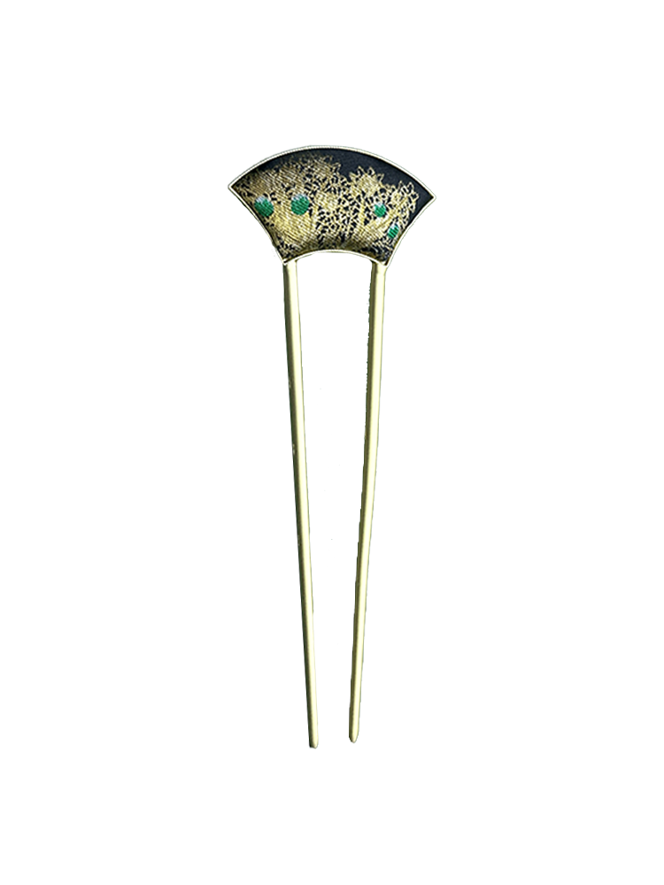Black & Gold Butterfly Song Brocade Hairpin · Shangjiukai 上久楷黑金蝴蝶宋锦发簪