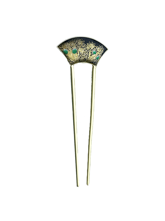 Black & Gold Butterfly Song Brocade Hairpin · Shangjiukai 上久楷黑金蝴蝶宋锦发簪