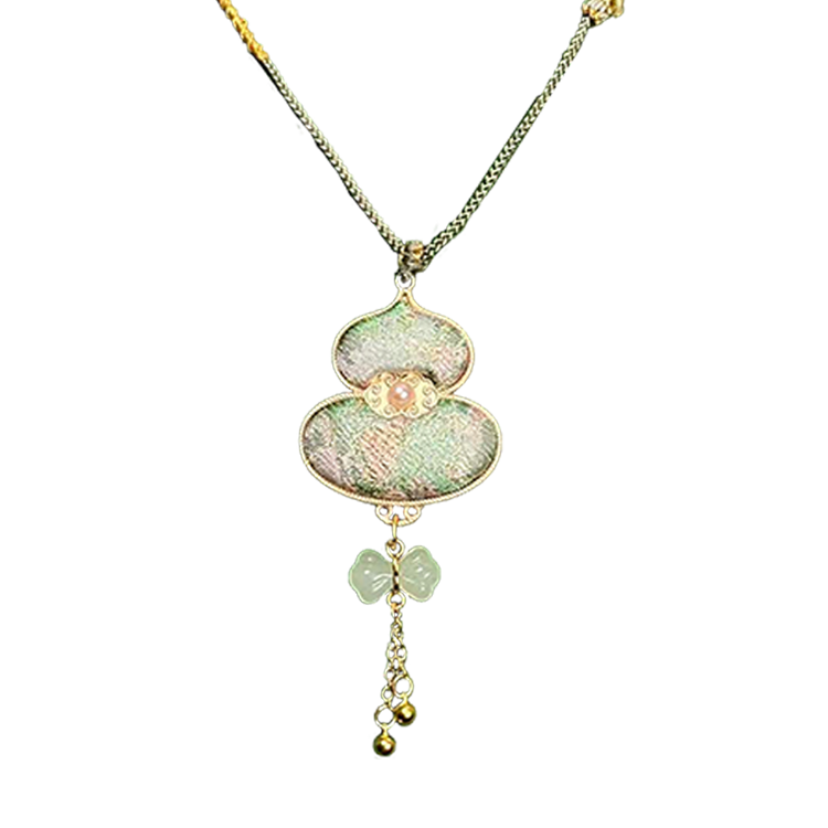 Moon & Spring Rabbit Song Brocade Necklace 周家明月兔衔春宋锦项链