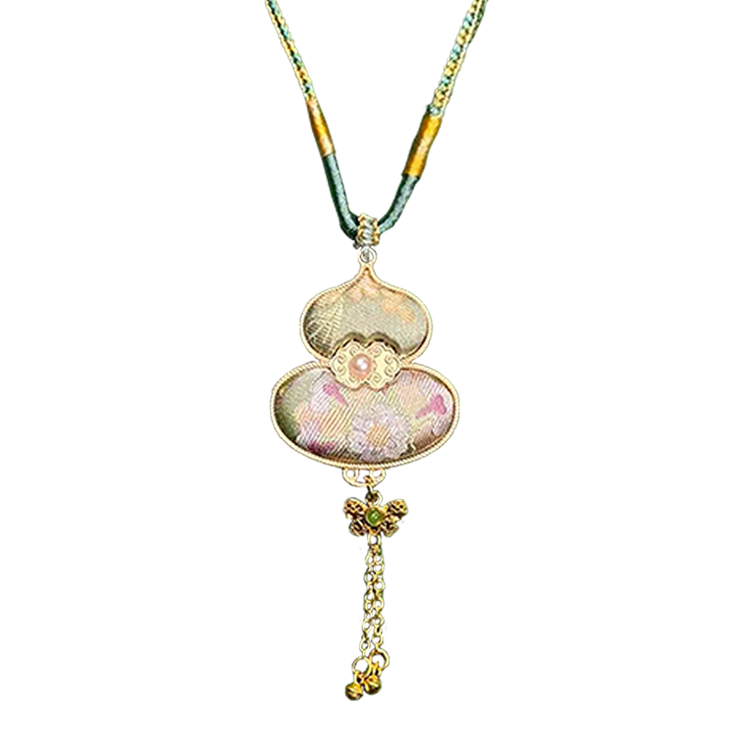 Twelve Flower Goddesses Song Brocade Necklace (Sudi) 苏地十二花神宋锦项链