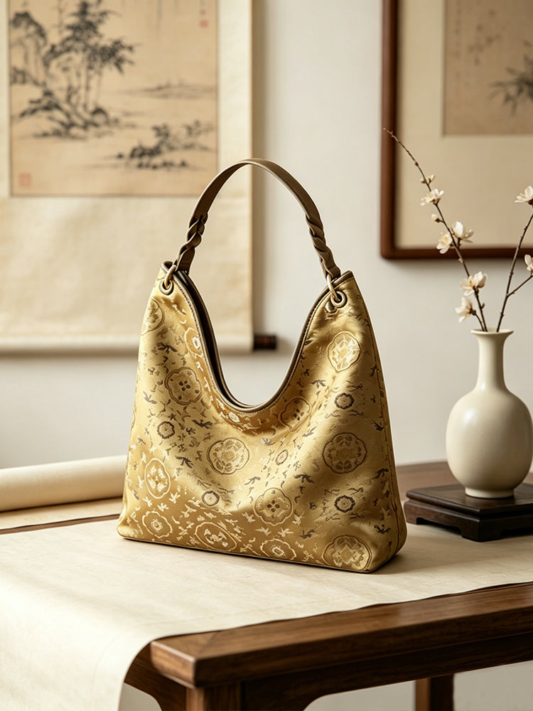Crane & Deer in Spring Song Brocade Shoulder Bag 鹤鹿同春宋锦单肩包