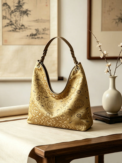 Crane & Deer in Spring Song Brocade Shoulder Bag 鹤鹿同春宋锦单肩包