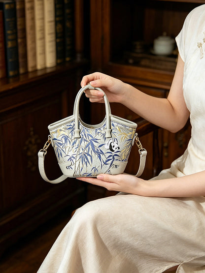 Panda Garden Song Brocade Crossbody & Handheld Bag | 熊猫园林宋锦可斜挎手提包