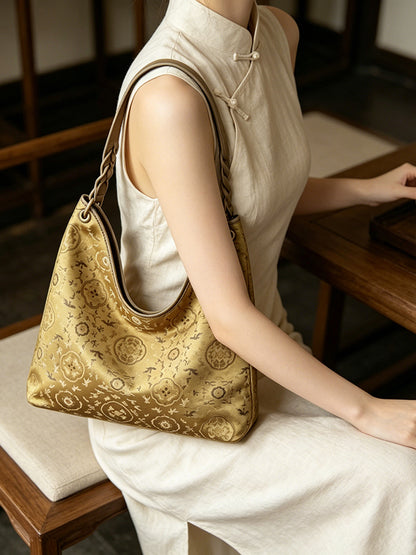 Crane & Deer in Spring Song Brocade Shoulder Bag 鹤鹿同春宋锦单肩包