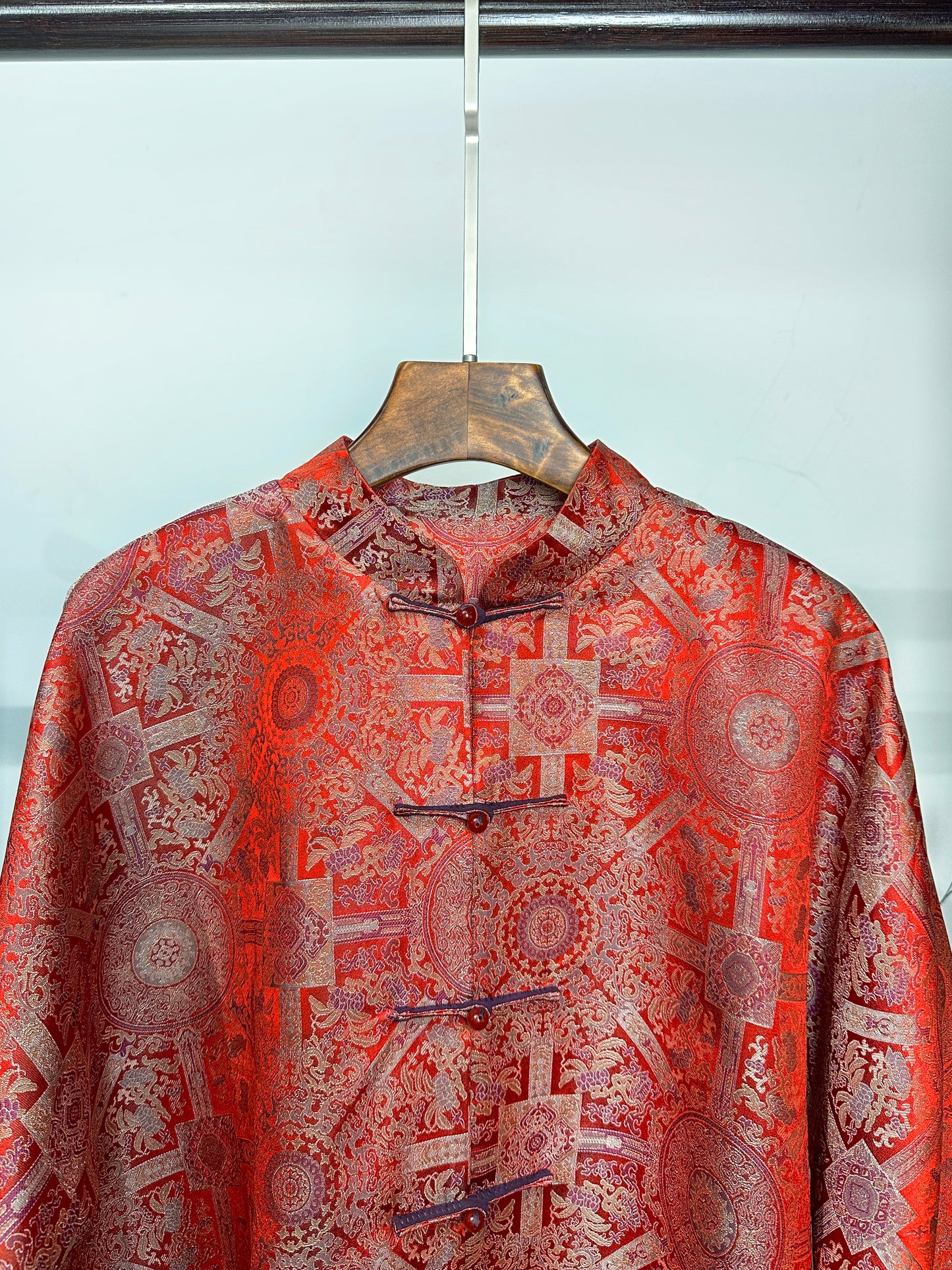 Song Brocade Coat・Red Bada Yun Color-blocked Design 红八大晕宋锦撞色外套