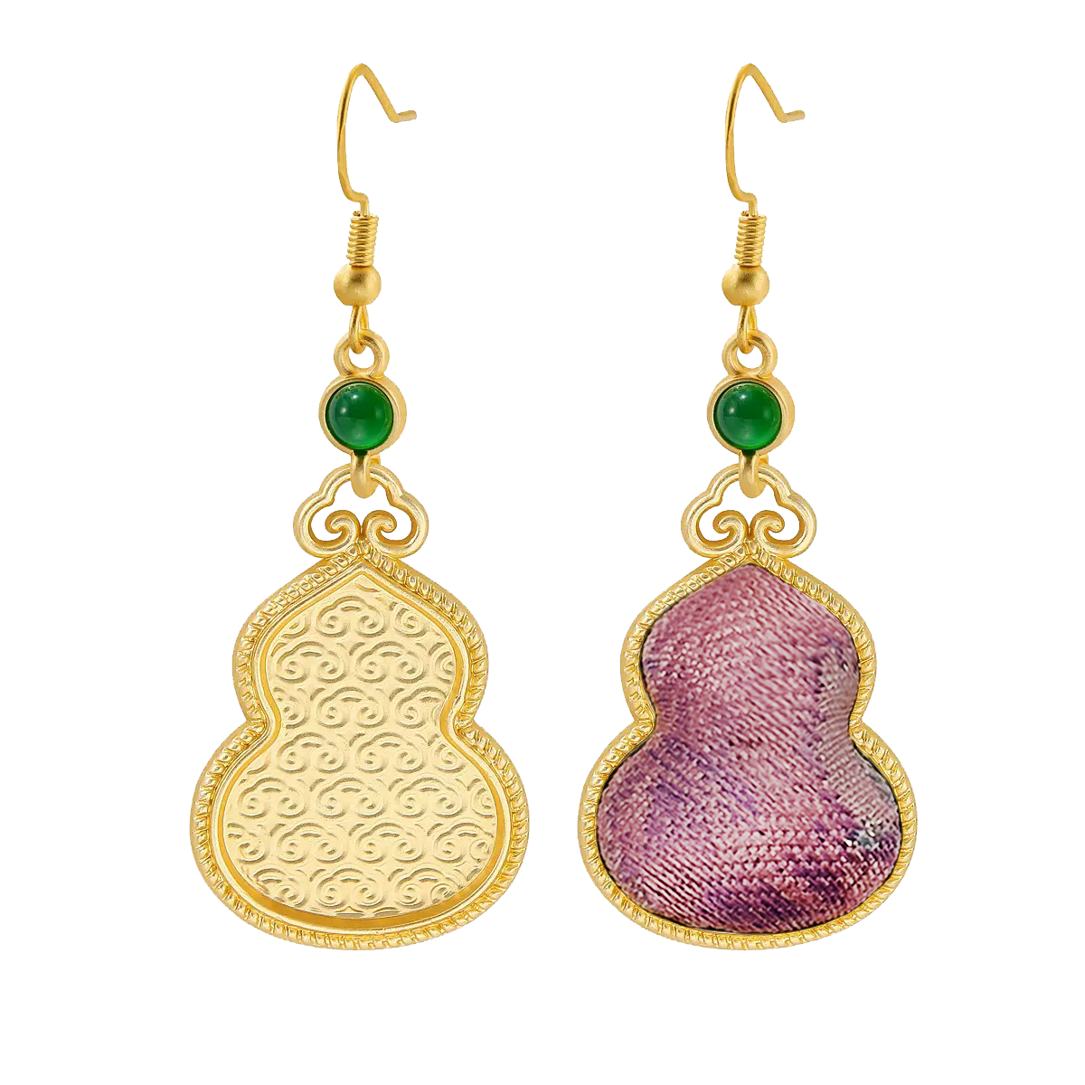 Sanma Squirrel & Grape Song Brocade Gourd Earrings 三马松鼠葡萄宋锦葫芦耳环