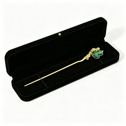Green Badayun Pattern Song Brocade Hairpin · Sanma 三马绿色八达晕宋锦发簪