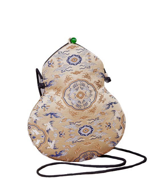 Crane & Deer Spring Song Brocade Gourd Crossbody Bag | 鹤鹿同春宋锦葫芦斜挎包
