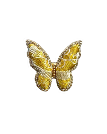 Sanma Golden Baoxiang Fortune-from-Eight-Directions Song Brocade Butterfly Ring | 三马金色宝相八方来财宋锦蝴蝶戒指
