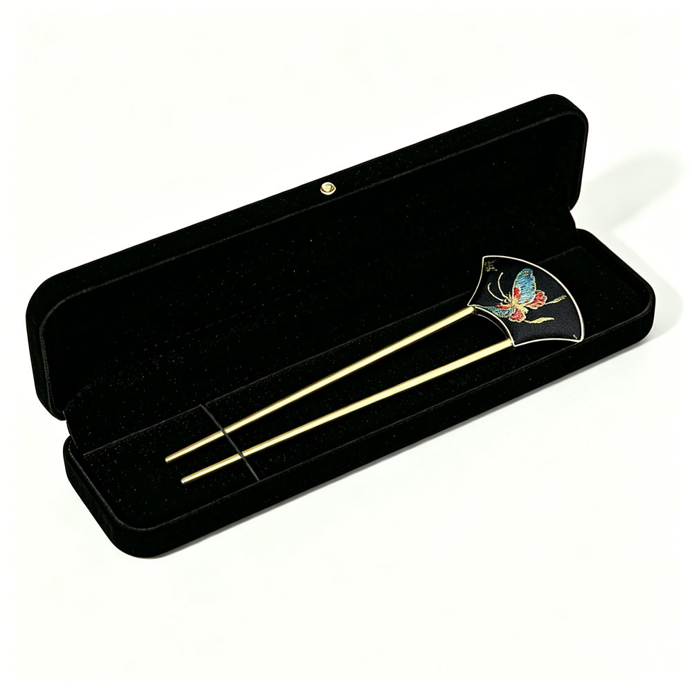 Plum, Orchid, Bamboo & Chrysanthemum Song Brocade Hairpin by Zhang Guoquan 张国权梅兰竹菊宋锦发簪