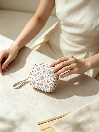 Multicolor Round Dragon Phoenix Lion Song Brocade Card Holder | 五彩团龙凤狮纹宋锦卡包