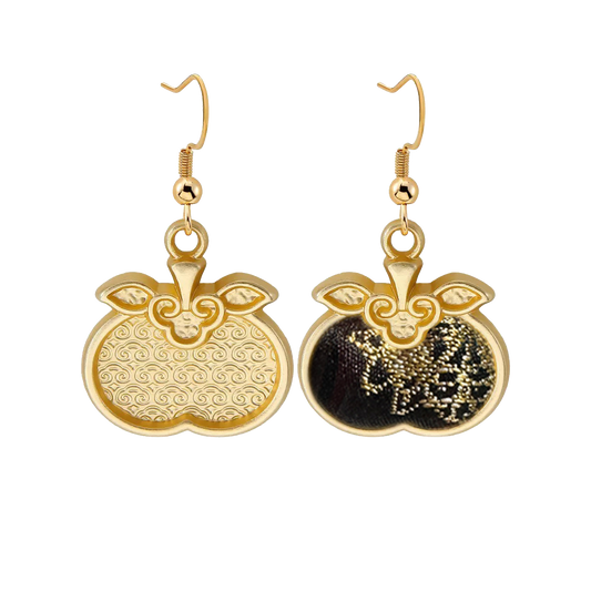 玄金秘纹宋锦手工耳环