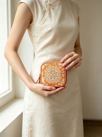 Colorful Lotus & Bao Xiang Floral Song Brocade Card Holder | 彩莲宝相花宋锦卡包