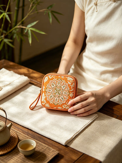 Colorful Lotus & Bao Xiang Floral Song Brocade Card Holder | 彩莲宝相花宋锦卡包