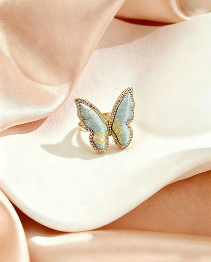 Qian Xiaoping Dragon-Horse Spirit Song Brocade Butterfly Ring | 钱小萍龙马精神纹宋锦蝴蝶戒指