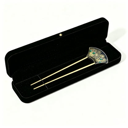 Black & Gold Butterfly Song Brocade Hairpin · Shangjiukai 上久楷黑金蝴蝶宋锦发簪
