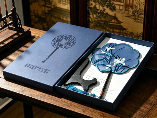 Orchids in Secluded Valley Suzhou Embroidery Round Fan 空谷幽兰苏绣团扇