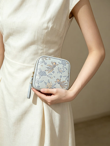 Mother-of-Pearl Craft Osmanthus & Small Goldfish Song Brocade Card Holder | 螺钿工艺桂花小金鱼宋锦卡包