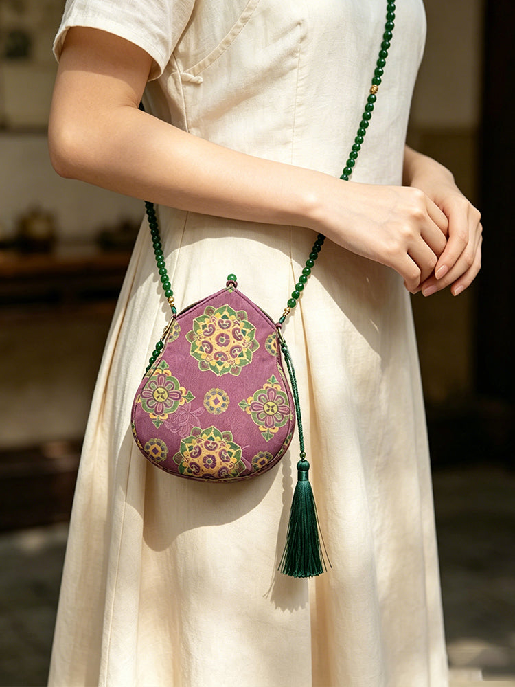 Bao Xiang Floral Xiangyunsha Gourd Crossbody Bag | 宝相花香云纱葫芦斜挎包