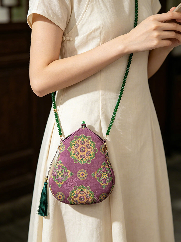 Bao Xiang Floral Xiangyunsha Gourd Crossbody Bag | 宝相花香云纱葫芦斜挎包