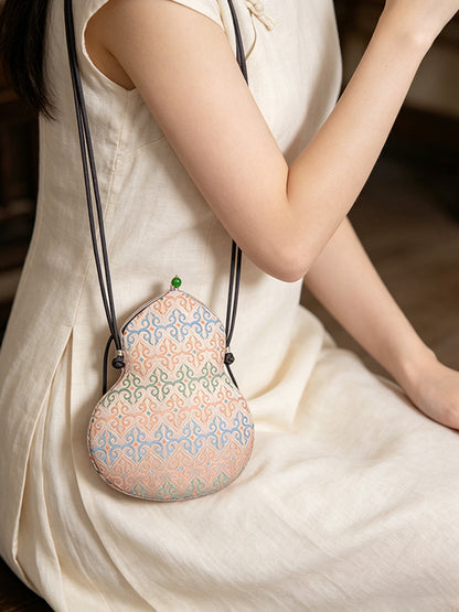 Scroll Grass Song Brocade Gourd Crossbody Bag | 卷草纹宋锦葫芦斜挎包