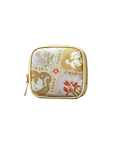 Playful Cats & Dogs Spring Scene Tang Brocade Card Holder | 猫狗闹春唐锦卡包