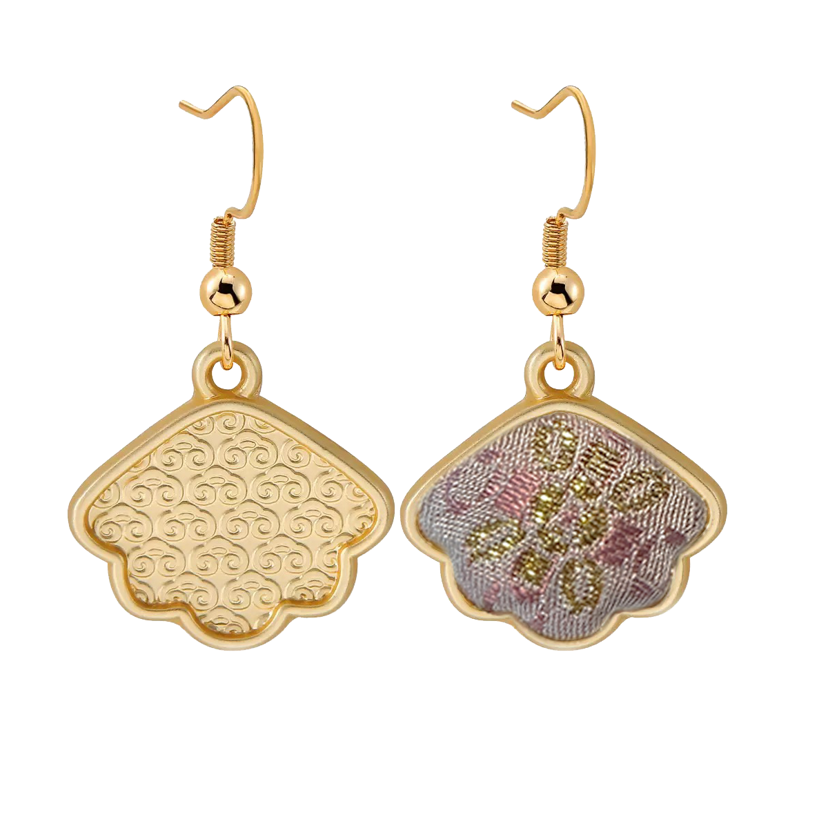 Pink Victory Pattern Song Brocade Handmade Earrings 粉定胜纹宋锦手工耳环