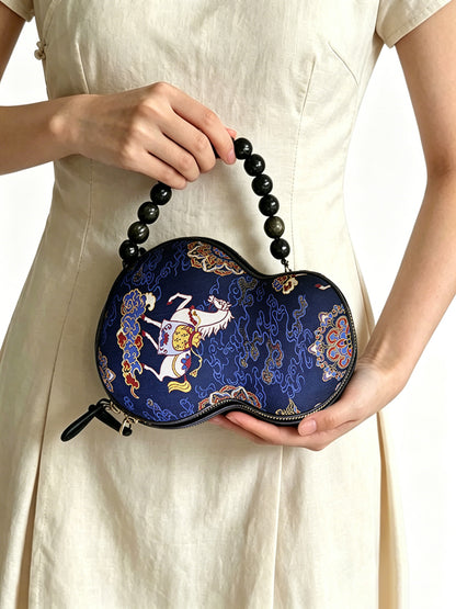 Qian Xiaoping Immediate Blessing Horse Song Brocade Gourd Handbag | 钱小萍马上有福宋锦葫芦包