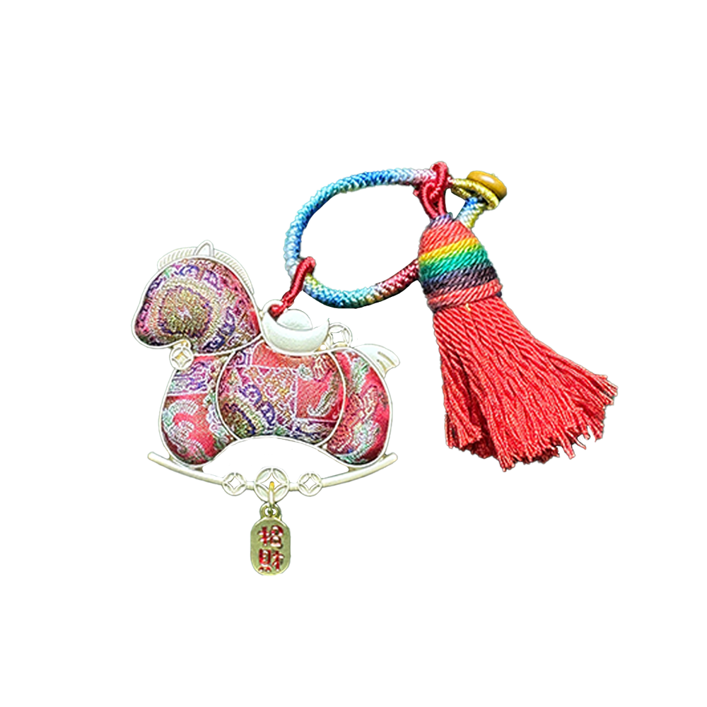 Shangjiukai Red "Bada Yun" Song Brocade Bag Charm 上久楷红八达晕宋锦包挂