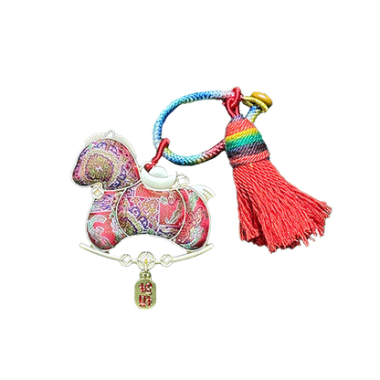Shangjiukai Red "Bada Yun" Song Brocade Bag Charm 上久楷红八达晕宋锦包挂