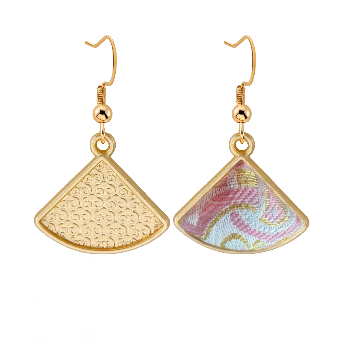 Song Brocade Handmade Earrings | Pink Victory Pattern 粉色定胜纹宋锦手工耳环