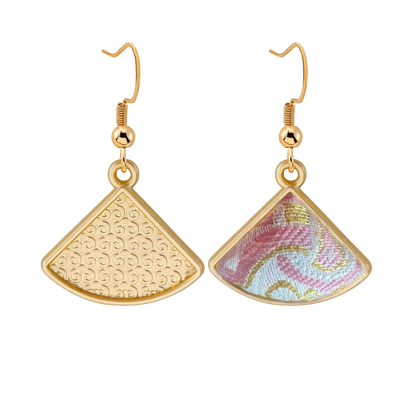 Song Brocade Handmade Earrings | Pink Victory Pattern 粉色定胜纹宋锦手工耳环