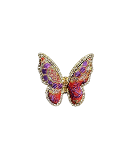 Lu Meiying Red Kui-Dragon Badayun Song Brocade Butterfly Ring | 陆美英红色夔龙八达晕宋锦蝴蝶戒指