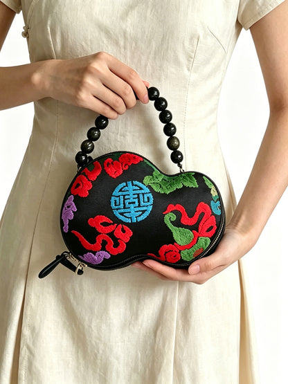 Gourd Pouch with Eight Treasures Gourd Pattern Zhang Velvet | 八宝葫芦纹漳绒葫芦包