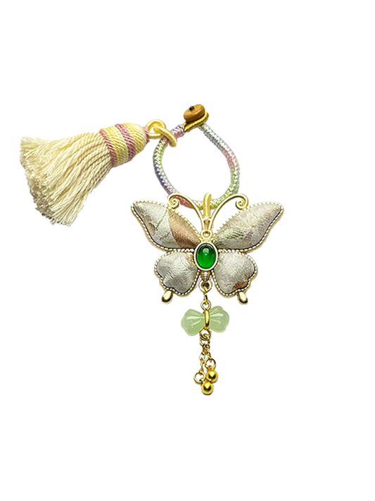 Li Dexi "Floral & Butterfly" Song Brocade Bag Charm  李德喜锦绣花蝶宋锦包挂
