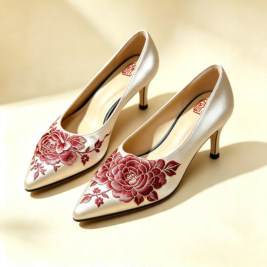Custom Handcrafted Vintage Satin High Heels | 定制老缎复古高跟鞋