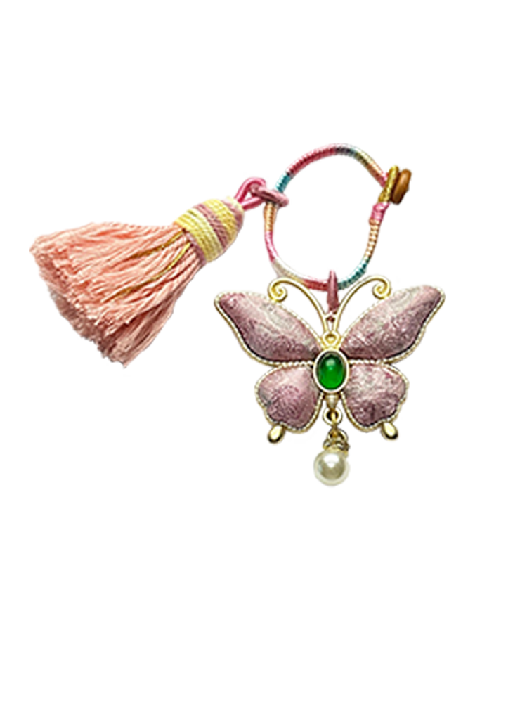 Sanma Pink Bada Yun Pattern Song Brocade Bag Charm 三马粉色八达晕纹宋锦包挂
