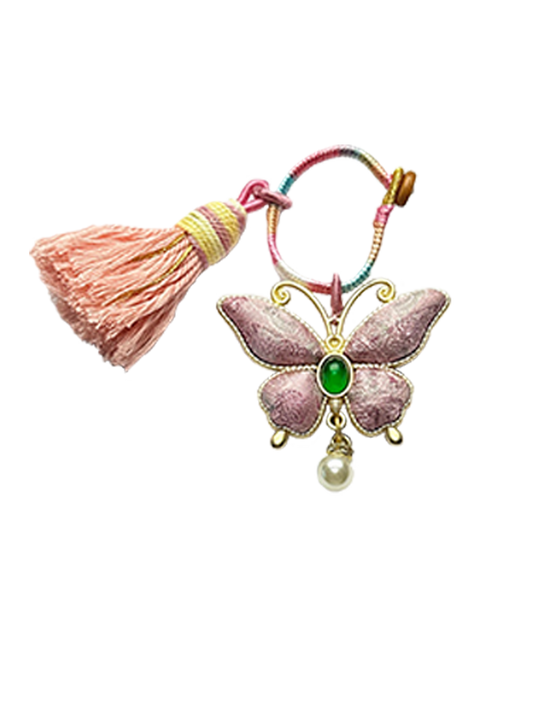 Sanma Pink Bada Yun Pattern Song Brocade Bag Charm 三马粉色八达晕纹宋锦包挂