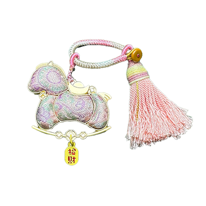 Sanma Pink "Bada Yun" Song Brocade Bag Charm 三马粉色八达晕宋锦包挂