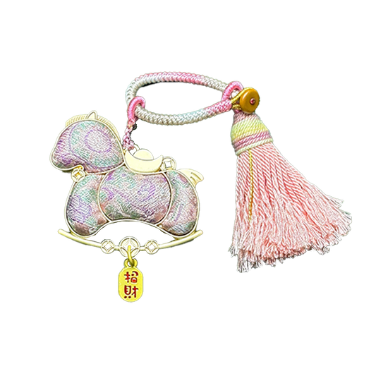 Sanma Pink "Bada Yun" Song Brocade Bag Charm 三马粉色八达晕宋锦包挂