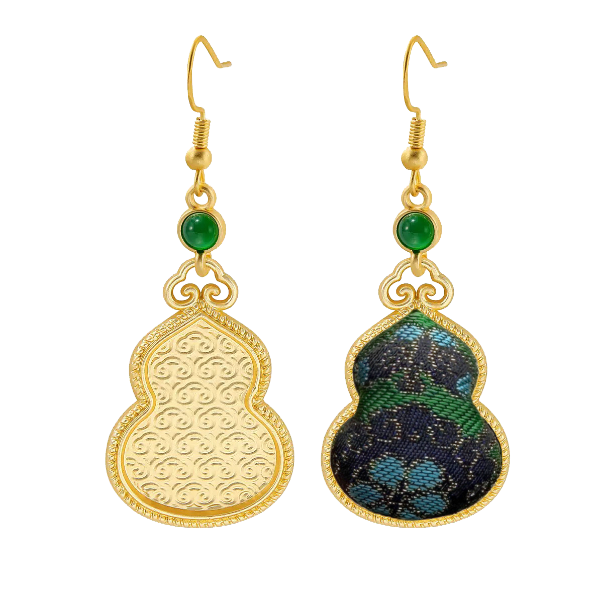 Shangjiukai Sidayun Song Brocade Gourd Earrings 上久楷四达晕宋锦葫芦耳环