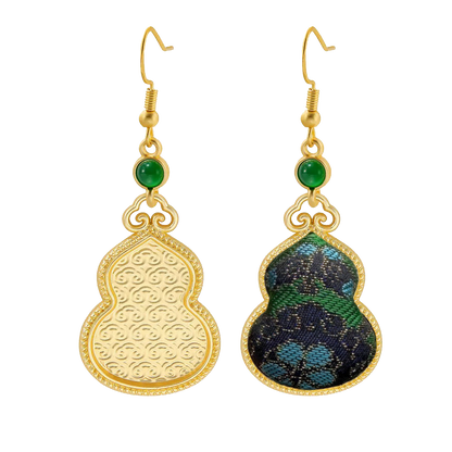 Shangjiukai Sidayun Song Brocade Gourd Earrings 上久楷四达晕宋锦葫芦耳环